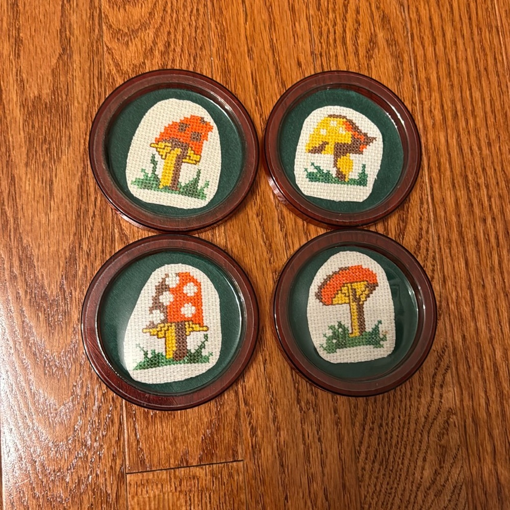 Vintage Cross Stitched Coasters